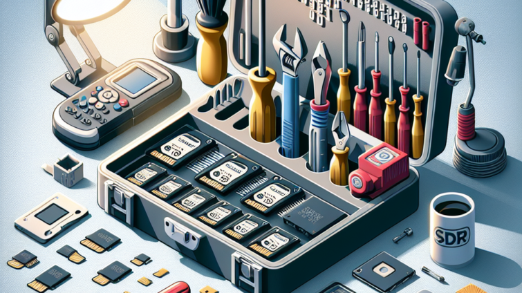 "Illustration of various data recovery software tools on a computer screen, showcasing their user interfaces for recovering lost files from flash memory cards in a tech-focused article on data recovery solutions."